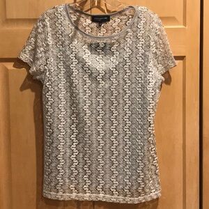 New Jones New York Silver Embellished Blouse